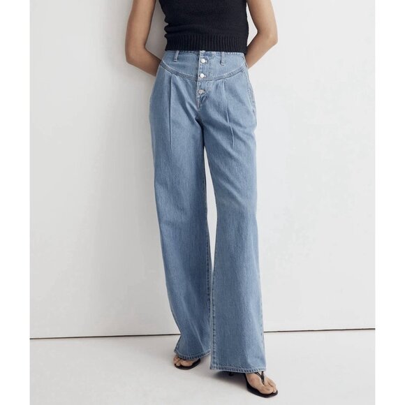 Madewell Denim - Madewell Women’s Super Wide Leg Jeans Size 31 Blue Button Fly High Rise